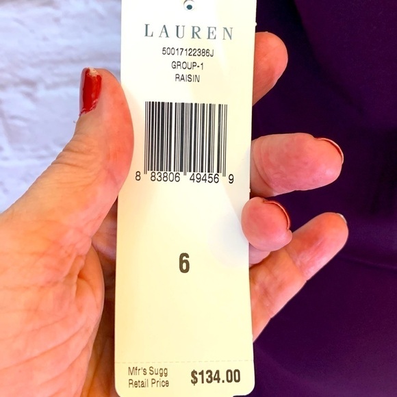 NWT Lauren Ralph Lauren Shirred knit dress, raisin, 6, figure flattering - Picture 9 of 10